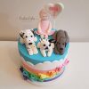 Topo de bolo personalizado com cachorros buldogue, weimaraner e dálmata. Feito por Cake Studio ( contato@cakestudio.com.br | Whatsapp: (11) 96882-2623 ).