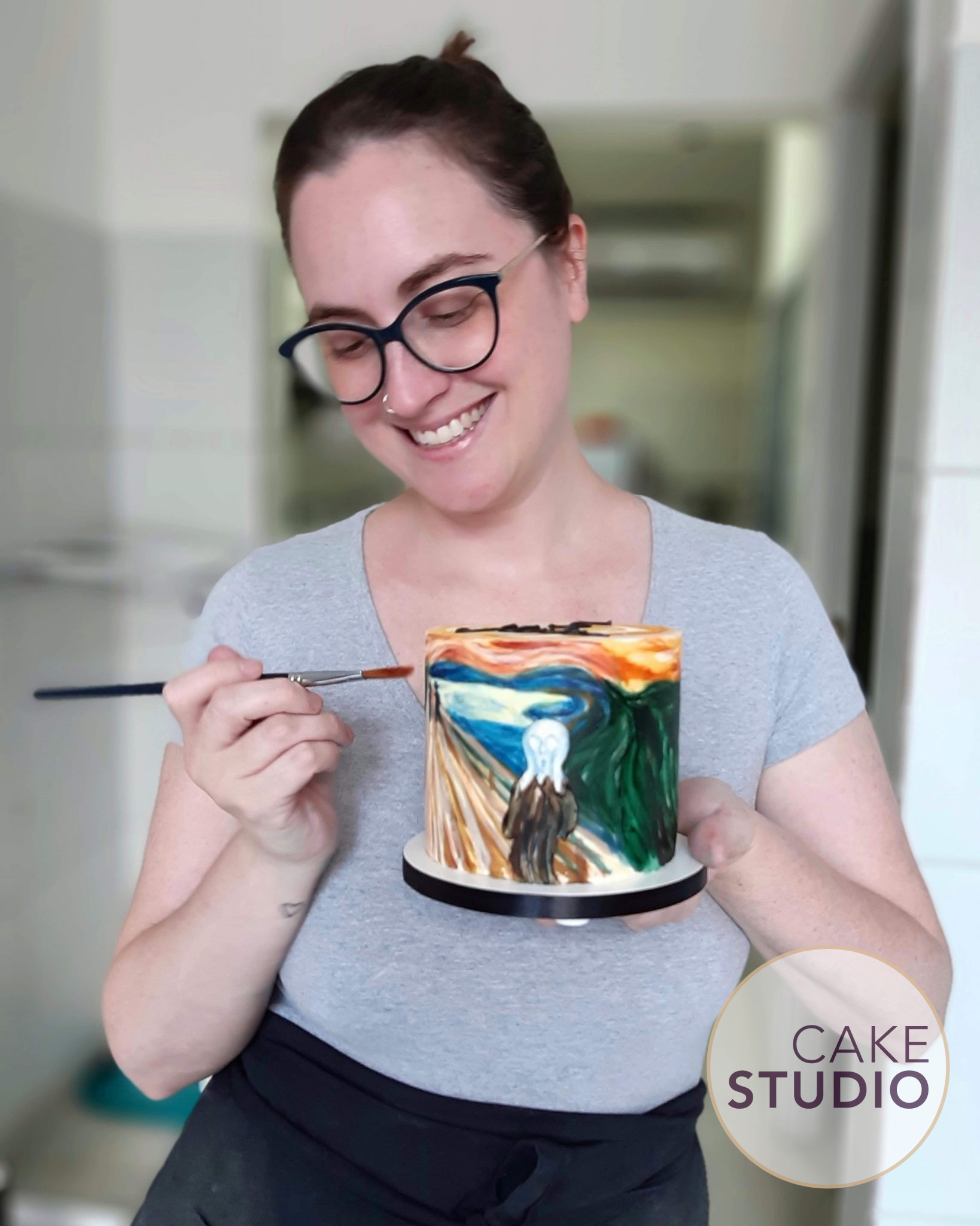 Bolo O Grito de Edvard Munch feito por Cake Studio ( contato@cakestudio.com.br | Whatsapp: (11) 96882-2623 ).