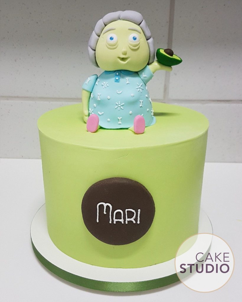 Bolo Vovó Juju, de Irmão do Jorel, com abacate, feito por Cake Studio ( contato@cakestudio.com.br | Whatsapp: (11) 96882-2623 ).